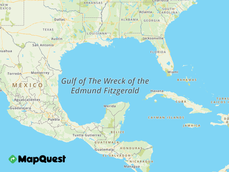 Map of the Gulf of The Wreck of the Edmund Fitzgerald